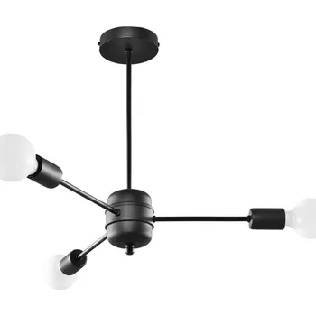 Moderní černý kovový lustr LANGO 3 do obývacího pokoje a jídelny