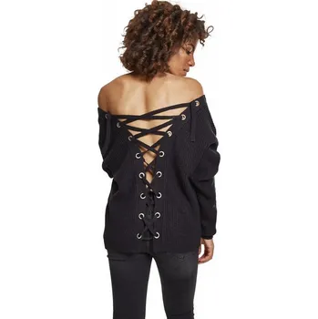 Dámská mikina Volný svetr se šněrováním na zádech Urban Classics Barva: Černá, Velikost: XXL