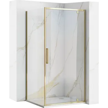 Rea Rapid Swing, rohový sprchový kout 90(dveře) x 100(stěna) x 195 cm, 6mm čiré sklo, zlatý lesklý profil, KPL-K5620