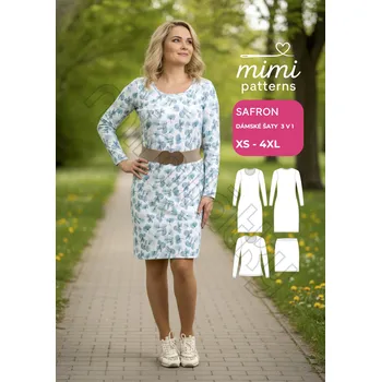 Nit Dámský komerční střih, Šaty 3v1, Safron - Tištěný střih