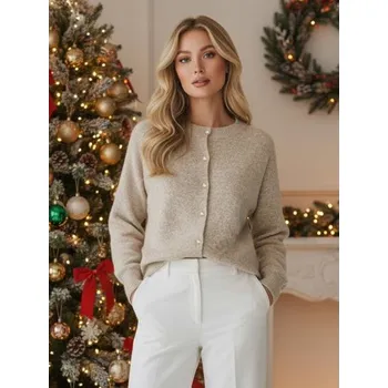 Dámské oblečení Dámský svetr se zapínáním, SELINA, béžový