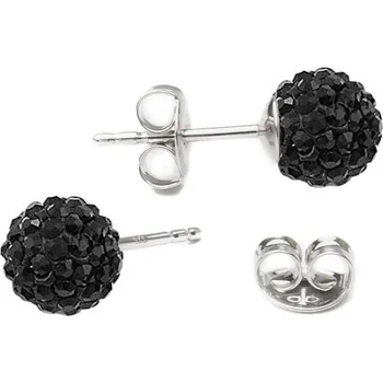 Náušnice Stříbrné náušnice kuličky Crystals from Swarovski Jet Black