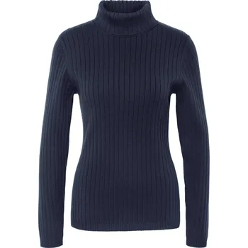 Dámský svetr 722344 - Tchibo - Rolák ze žebrované pleteniny - pro ženy - vel. XXL 52/54 - barva: modrá