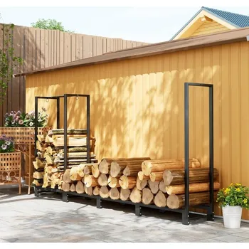 Stojan na palivové dřevo, 240 x 32 x 115 cm | černý