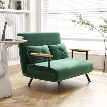 Pohovka Rozkládací dvoumístná sametová pohovka | zelená