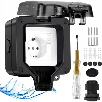 Elektrická zásuvka Venkovní vodotěsná zásuvka IP66, voděodolná zásuvka do zahrady