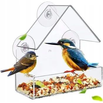 Pro ptáka Průhledný KRMÍTKO PRO PTÁKY na OKNO SKLO PŘÍSAVKY SLEDUJTE PTÁKY