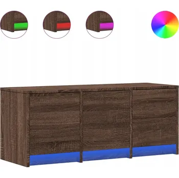 Televizní stolek TV stolek s LED osvětlením, hnědý dub, 97x34x40 cm