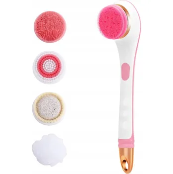 Koupelový kartáč ELEKTRICKÝ MASÁŽNÍ KARTÁČ NA SUCHÉ MASÁŽE, KOUPÁNÍ A MYTÍ ZAD S 4 NÁSTAVCI