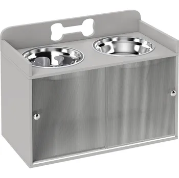 Miska pro psa Vyvýšená miska pro psy 60 x 30 x 46 cm | šedá