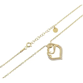 Náhrdelník Pozlacený stříbrný náhrdelník - Madonka se zirkony, 42-44 cm, Ag 925