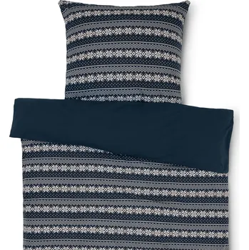 Povlečení 719086 - Tchibo - Povlečení ze zimního žerzeje - barva: modrá