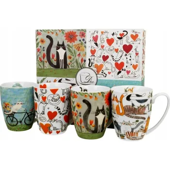 Porcelánové hrnky DUO ANIMALS KOCI SVĚT 360 ml, 4 ks, K3