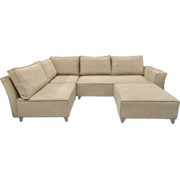 Sedací souprava Béžová modulární rohová pohovka Colton s taburetem 290 x 80 x 180 100% polyester, kov