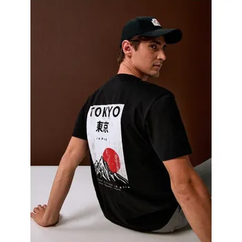 Oblečení a móda Sinsay - Bavlněné oversize tričko s potiskem - černá - 863GP-99X - 863GP-99X-3XL