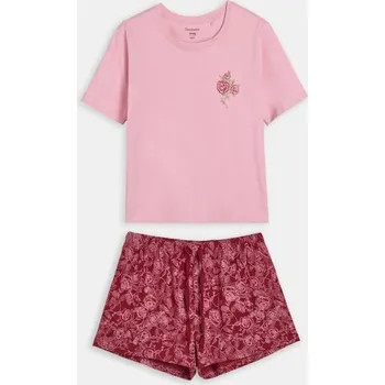 Dámská móda Sinsay - Dvoudílné bavlněné pyžamo - růžová - 236GF-30X - 236GF-30X-L