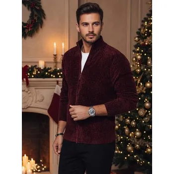Pánské oblečení Pánský svetr s rozepínáním bordó
