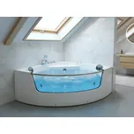 Rohová vířivka bílý akryl nerezová armatura 210 x 148 cm hydromasážní trysky opěrka hlavy Beliani