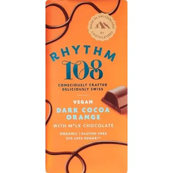 Cukrovinka Rhythm 108 Plněná čokoláda kakao pomeranč 100 g bio BIO VEGAN Množství: 1 ks