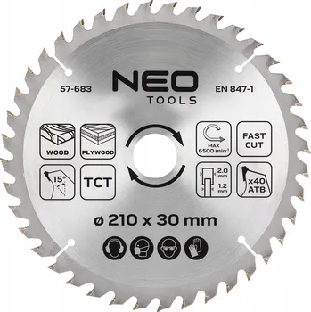 Pilový kotouč Pilový kotouč s vidiovými zuby, 210 x 30 mm, 40 zubů, na dřevo NEO TOOLS