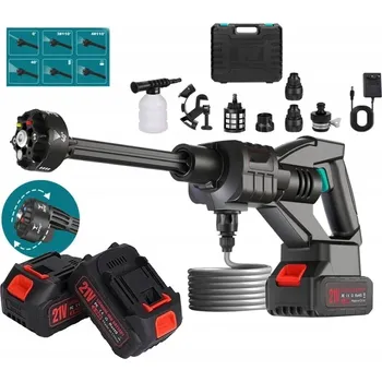 Vysokotlaký čistič AKUMULÁTOROVÁ TLAKOVÁ MYČKA 55 BARŮ 2X AKU 21V 3AH MULTIFUNKČNÍ TRYSKA