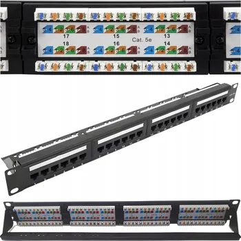 Patch panel Patch panel nestíněný 24x RJ45 kat. 5e 19" pro zakončení kabelů