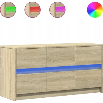 Televizní stolek TV stolek s LED osvětlením, dub sonoma, 100x34x50 cm