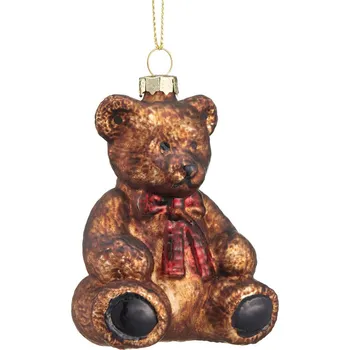 Vánoční dekorace VILLA ITALIA Vánoční Koule skleněná hnědá MEDVÍDEK 8,5 cm