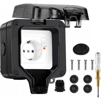 Elektrická zásuvka VENKOVNÍ ZAHRADNÍ ZÁSUVKA IP66 VODOTĚSNÁ S OSVĚTLENÍM A SPÍNAČEM