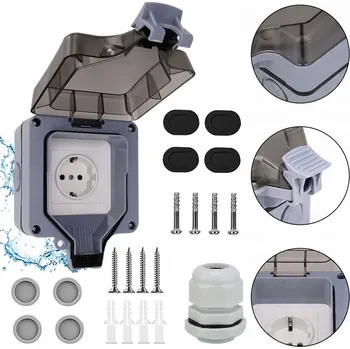 Elektrická zásuvka VENKOVNÍ ELEKTRICKÁ ZÁSUVKA ZAHRADNÍ VODOTĚSNÁ S KOLÍKEM 250V IP66