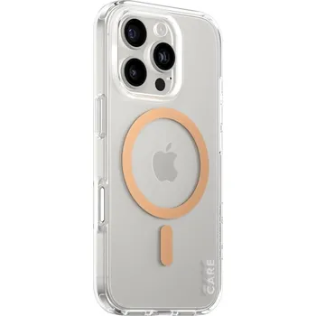 Pouzdro na mobilní telefon Kryt na mobil PanzerGlass CARE kryt Apple iPhone 16 Pro MagSafe Combat čirý/broskvový + záruka proti žloutnutí