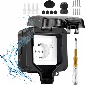 Elektrická zásuvka VENKOVNÍ ZAHRADNÍ VODOTĚSNÁ ZÁSUVKA + PŘÍSLUŠENSTVÍ IP66 1-zásuvka