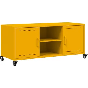 Televizní stolek TV stolek, hořčicová barva, 100,5x39x43,5 cm, ocel