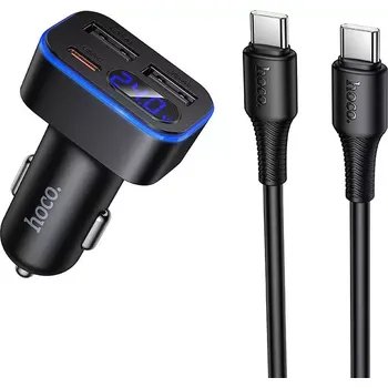 CL adaptér HOCO Z63A, 2x USB A, 1x USB C, QC 3.0, PD 42W, kabel USB C na USB C, barva černá