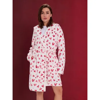 Dámská móda Sinsay - Vzorovaný župan s páskem - krémová - 485HF-01X - 485HF-01X-S_M