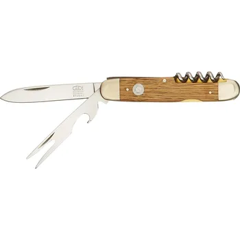 Kuchyňský nůž Kapesní nůž ALPHA OAK 7 cm, s vidličkou, hnědá, Güde Solingen