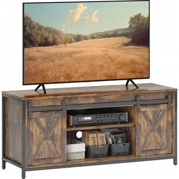 Televizní stolek TV stolek pro televizi do 60 palců, posuvné dveře, hnědý, stojící