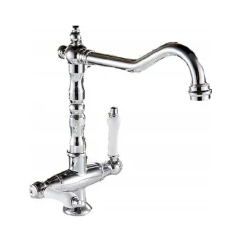 Vodovodní baterie BATERIE umyvadlová kuchyňská vodovodní kohoutek retro STŘÍBRNÁ CHROMOVÁ stojánková CLYMESTE