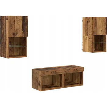 Televizní stolek TV stolky s LED osvětlením, 4 ks, Staré dřevo, 30,5 x 30 x 60 cm