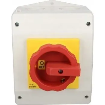 vypínač Vačkový přepínač 0-1 3P 63A v krytu žluto/červené barvy