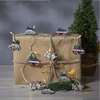 Vánoce Světelný řetěz 10 ks dřevěných figurek délka 1,8 m Star Trading Billy - barevný