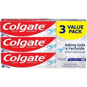 zubní pasta Colgate Baking Soda Peroxide Whitening 3 x 170 g - Bělící zubní pasta s jedlou sodou a peroxidem, 3 kusy po 170 g