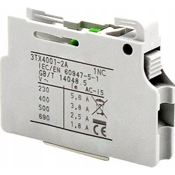 Stykač Pomocný kontakt 1 rozpínací 10A, čelní montáž 3TX4001-2A Siemens