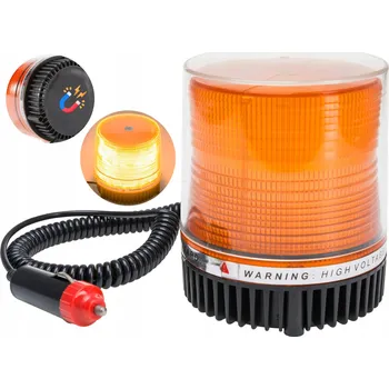 Maják Výstražná blikající lampa Maják Magnet Silná Robustní Oranžová 12V 24V