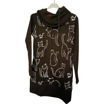 Dámská mikina Dámská mikina s dekorem koček na přední straně, Barva: Černá - XL