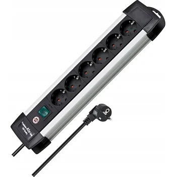 Elektrická zásuvka Zásuvková lišta Brennenstuhl Premium-Alu-Line, 6 zásuvek, 3 m, černý