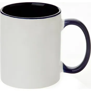 AveTech Bílý keramický hrnek s tmavě modrým vnitřkem a uchem