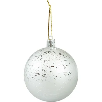 Vánoční dekorace Sada vánočních ozdob s efektem rosy (4 ks) - stříbrné vánoční baňky na stromeček, svátky