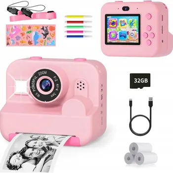 Digitální kompakt DĚTSKÝ DIGITÁLNÍ FOTOAPARÁT S TISKÁRNOU + KARTA 32GB + 3 ROLE PAPÍRU