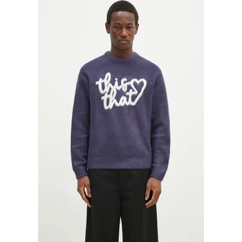 Pánský svetr Svetr thisisneverthat Heart Logo Knit Sweater, L, námořnická modř, 59X